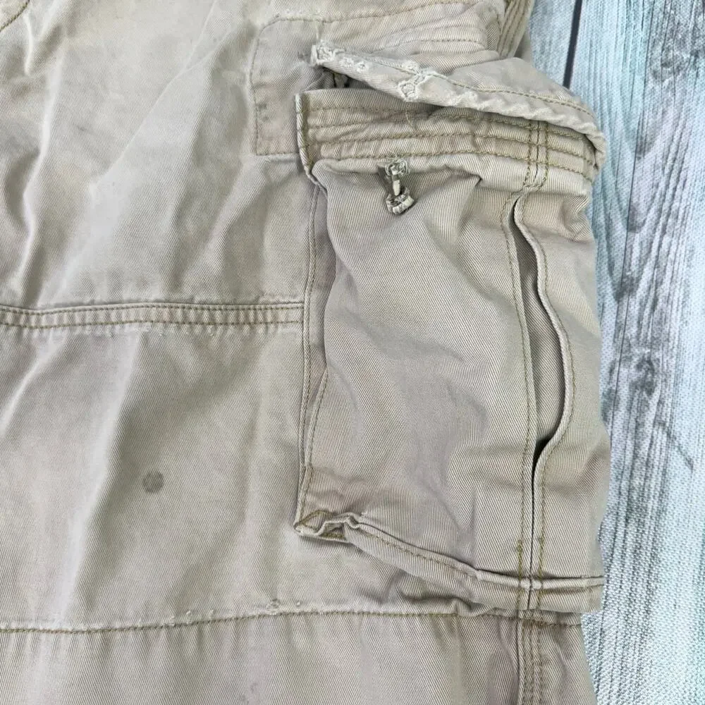 Polo Ralph Lauren Vintage Cargo Shorts Khaki Tan Size 38 THRASHED Y2K